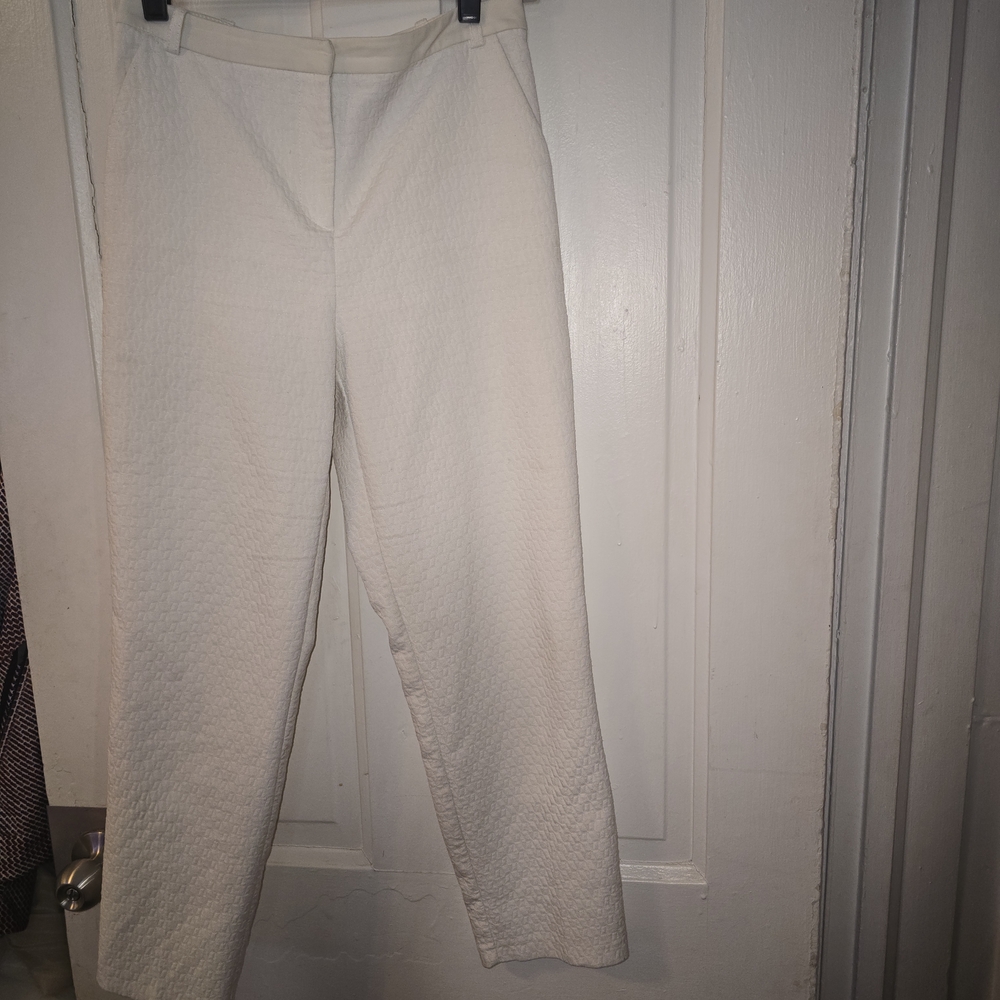 Top Shop Size 6 Classic Cream Textured Women's Pants